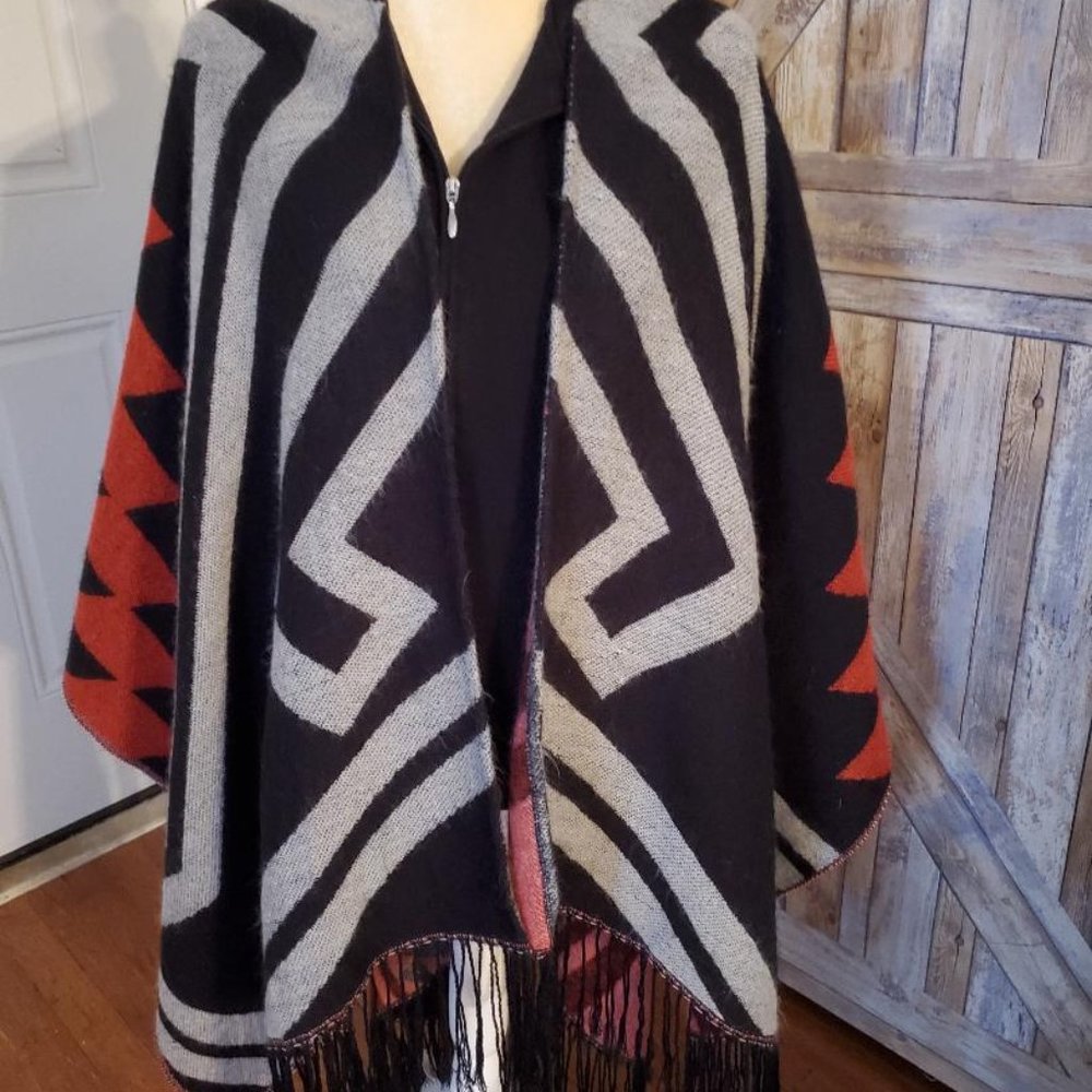 Express Red/Black/gray Poncho